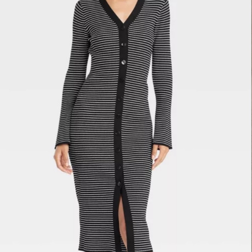 a new day Black and White Long Sleeve Dress